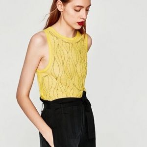 Zara Yellow Sheer Embellish Top